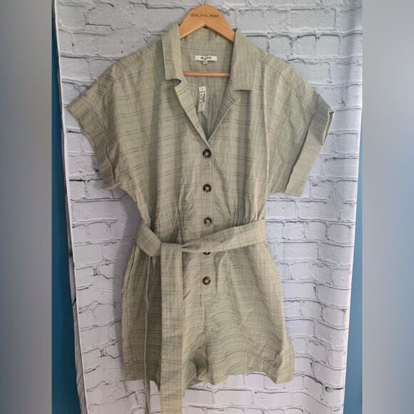 NWT Madewell Seersucker Camp romper. Large - Picture 3 of 5